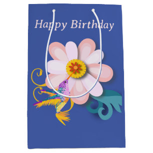 Colourful Humming Bird Editable Medium Gift Bag