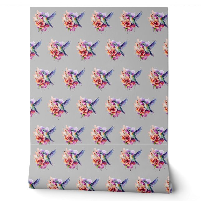 Colourful Hummingbird and Hibiscus Acrylic Wall Ar (Unrolling)