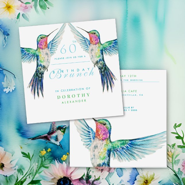 Colourful Hummingbird ANY Birthday Brunch Invitation (Creator Uploaded)