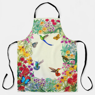 Colourful Hummingbird Butterfly Floral Garden Apron