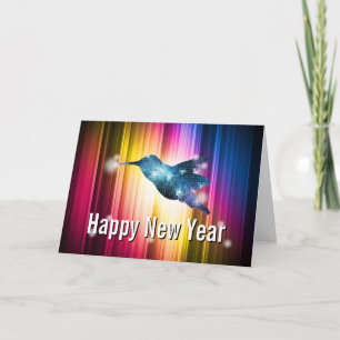 Colourful Hummingbird Happy New Year Card
