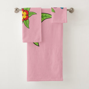 Colourful Hummingbird on Hibiscus Tropical Flower Bath Towel Set