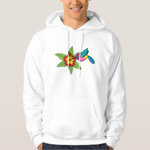 Colourful Hummingbird on Hibiscus Tropical Flower Hoodie