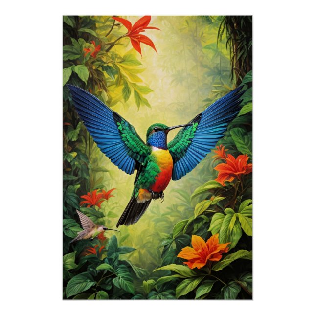 Colourful Hummingbird Poster (Front)