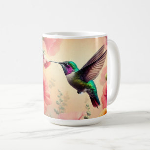 Colourful Hummingbird Print with Floral Design Coffee Mug