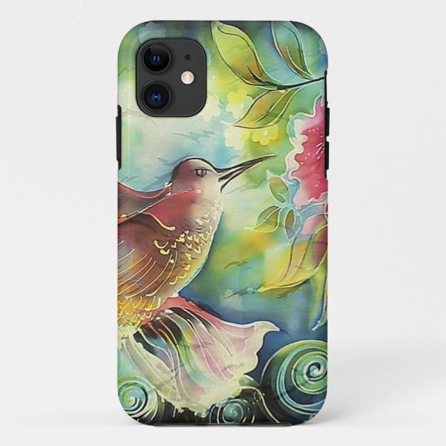 Colourful Hummingbird Silk Art Painting Case-Mate iPhone Case (Back)