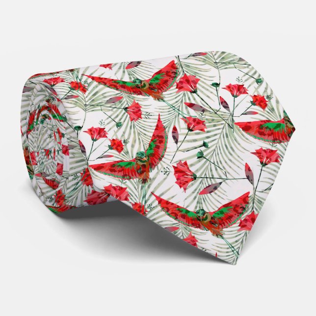 Colourful Hummingbird stylish Tie (Rolled)