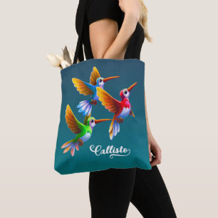 Colourful Hummingbirds in Flight Tote Bag