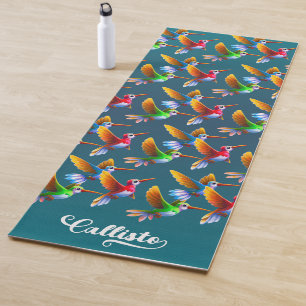 Colourful Hummingbirds in Flight Yoga Mat