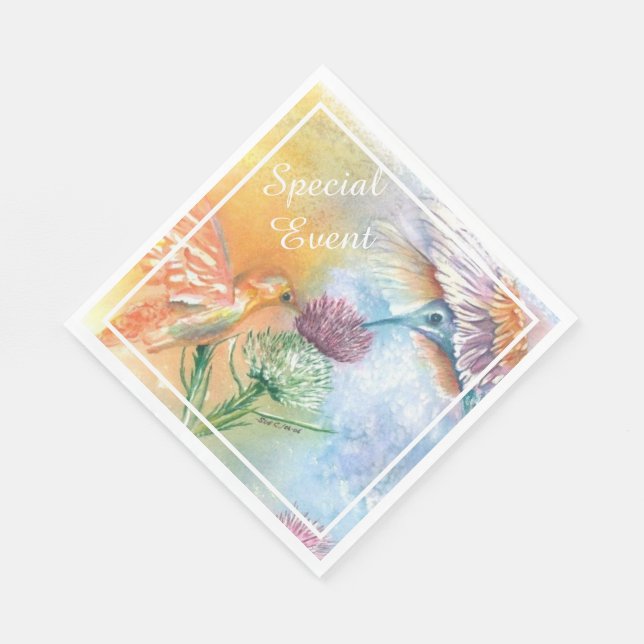 Colourful Hummingbirds Napkin (Corner)