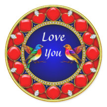 Colourful Hummingbirds Surrounded by Romantic Hear