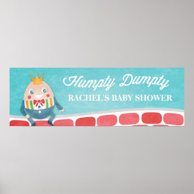 Colourful Humpty Dumpty Baby Shower Party Banner Poster (Front)