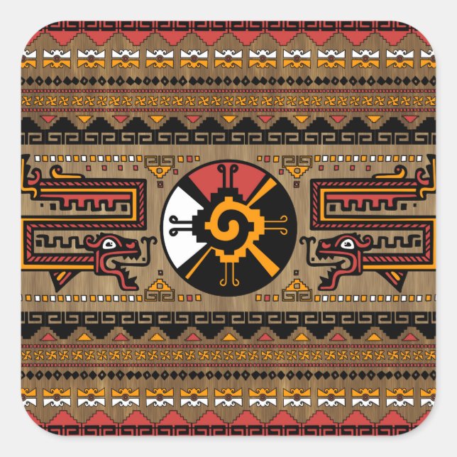 Colourful Hunab Ku Mayan symbol #5 Square Sticker (Front)