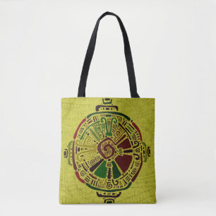 Colourful Hunab Ku Mayan symbol on cotton Tote Bag