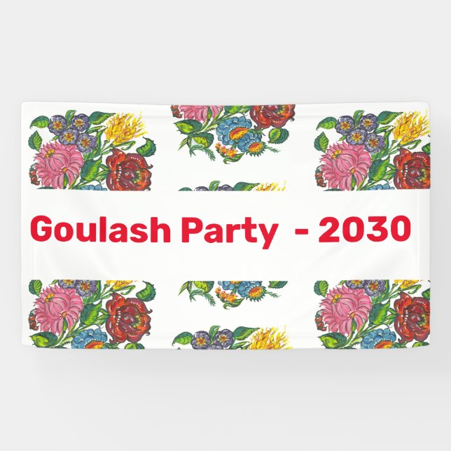 Colourful Hungarian Flowers - personalised Banner (Horizontal)