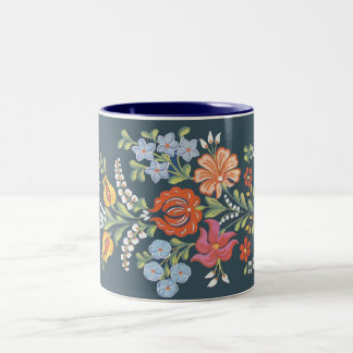 colourful Hungarian flowers Two-Tone Coffee Mug