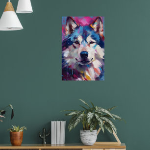 Colourful Husky Art Poster
