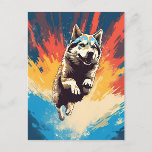 Colourful Husky Postcard