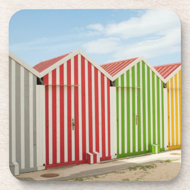 Colourful Huts On Beach Coaster (Front)