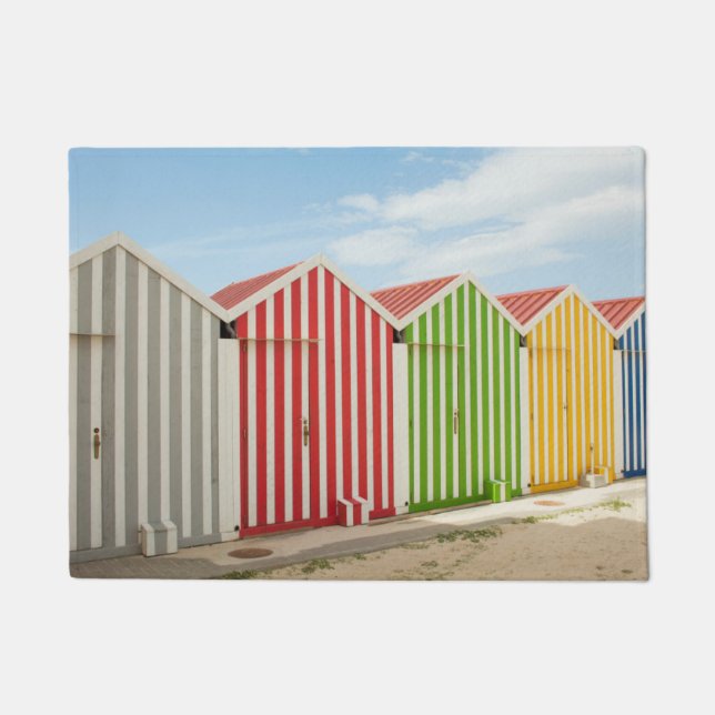 Colourful Huts On Beach Doormat (Front)