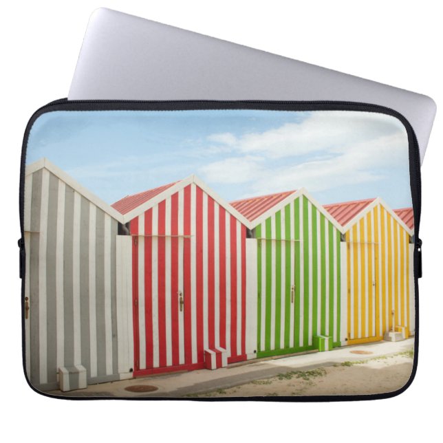 Colourful Huts On Beach Laptop Sleeve (Front)
