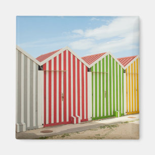 Colourful Huts On Beach Magnet