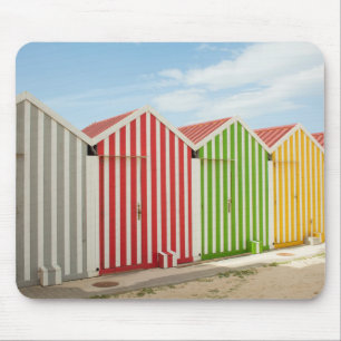Colourful Huts On Beach Mouse Mat
