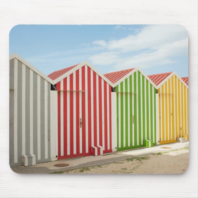 Colourful Huts On Beach Mouse Mat (Front)