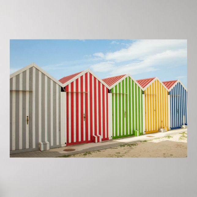 Colourful Huts On Beach Poster (Front)
