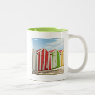 Colourful Huts On Beach Two-Tone Coffee Mug