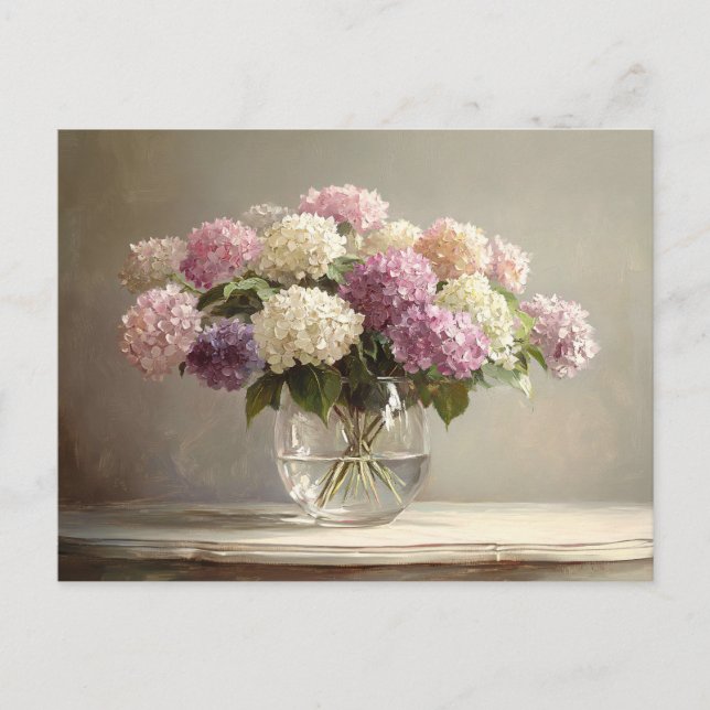 Colourful Hydrangea Bouquet Still Life Postcard (Front)