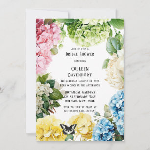 Colourful Hydrangea Butterfly Bridal Shower Invitation