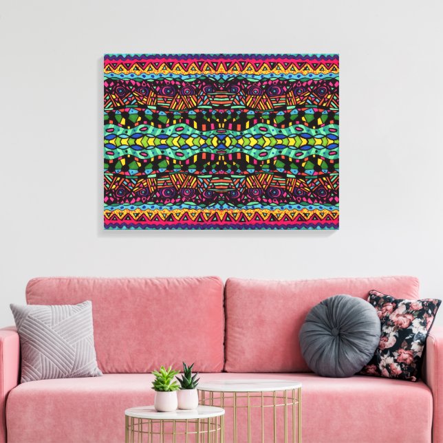 Colourful Hypnotic Voyage Geometric Art Pattern Canvas Print (Insitu(LivingRoom))