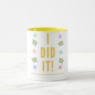 Colourful "I Did It!" Graduation Caps Mug