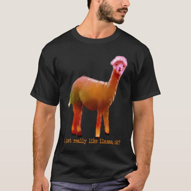 Colourful I Just Really Like LLamas OK Funny Anima T-Shirt (Front)