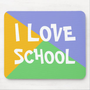 Colourful I Love School Boy Blue custom Text Mouse Mat
