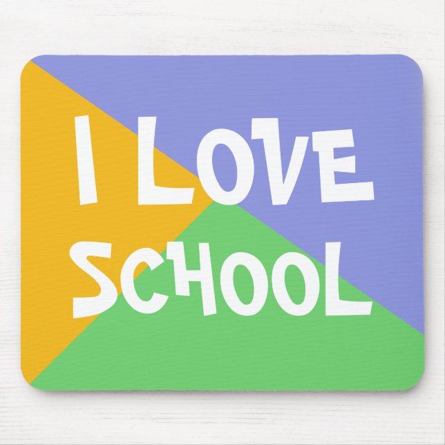 Colourful I Love School Boy Blue custom Text Mouse Mat (Front)