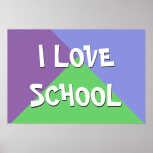 Colourful I Love School Boy Custom Text Poster