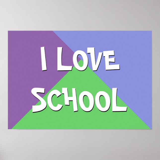 Colourful I Love School Boy Custom Text Poster (Front)