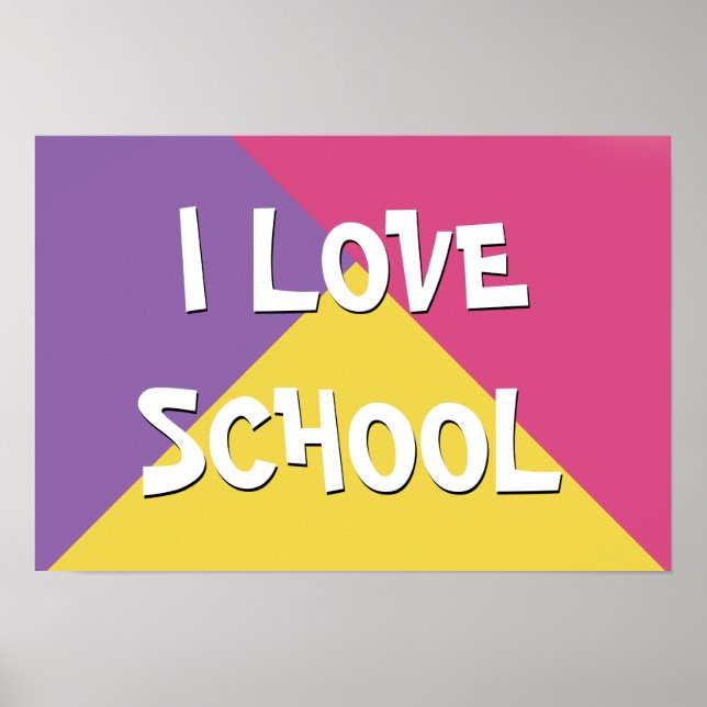 Colourful I Love School Girl Custom Text Poster (Front)