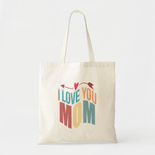 Colourful I Love You Mum & heart & Arrow Tote Bag