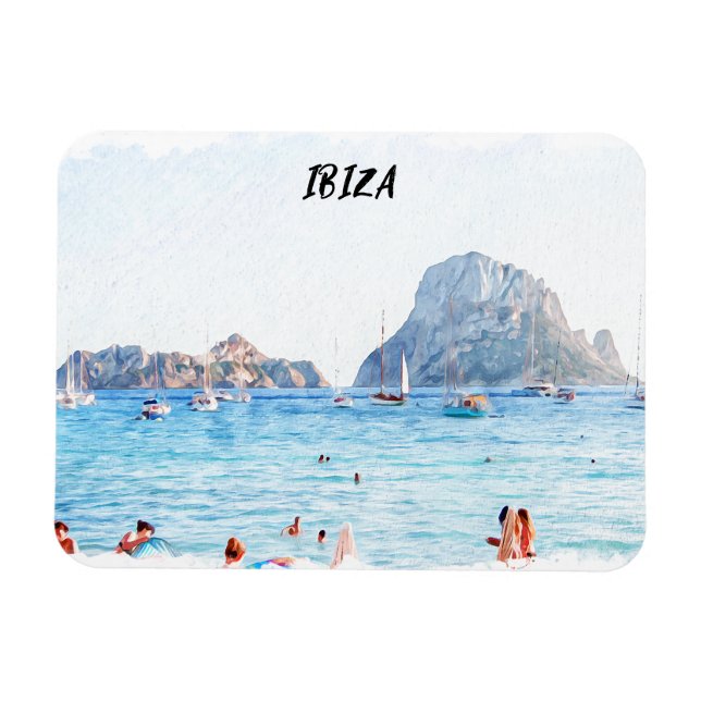 Colourful Ibiza Beach Travel Souvenir Magnet (Horizontal)