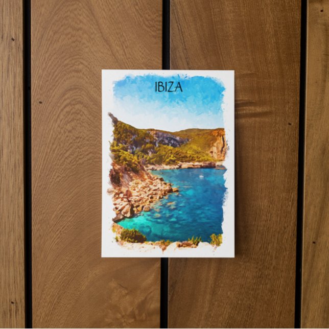 Colourful Ibiza Spain Watercolor Landscape Postcard (ibiza spain watercolor postcard)