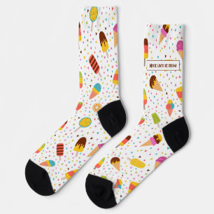 Colourful ice cream and confetti pattern socks