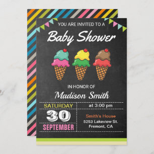 Colourful Ice Cream Baby Shower Invitation