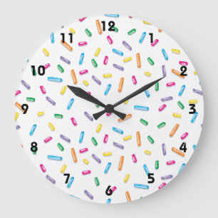 Colourful Ice Cream Candy Sprinkles Large Clock