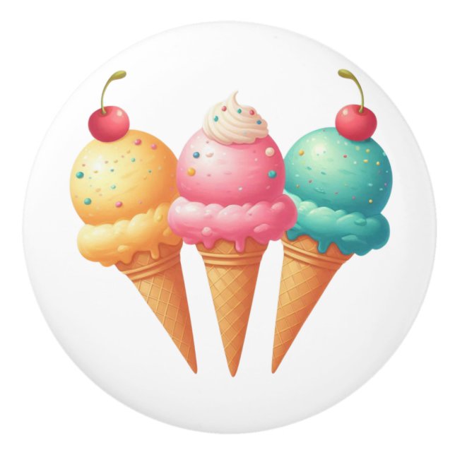 Colourful Ice cream Ceramic Knob (Front)