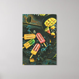 Colourful ice cream cone popsicle canvas print