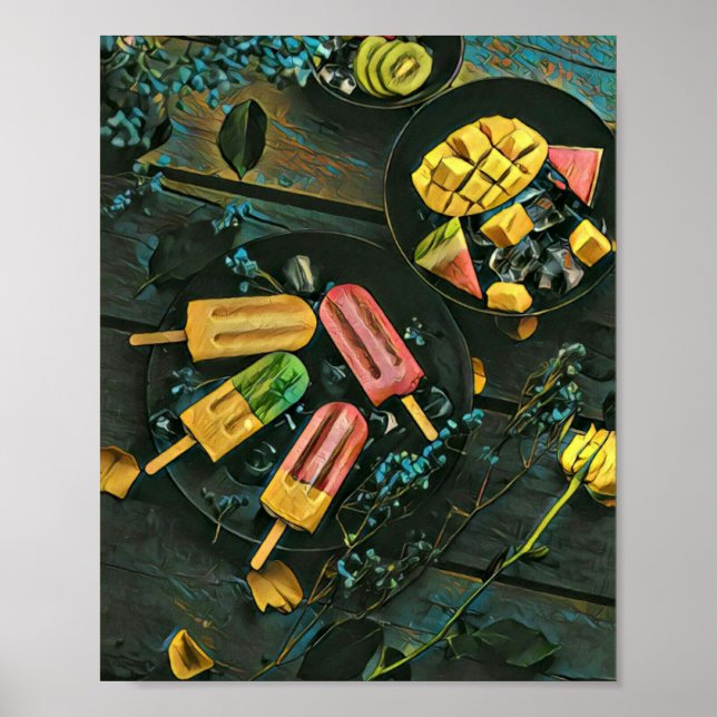 Colourful ice cream cone popsicle poster (Front)