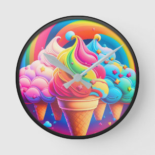 Colourful Ice Cream Cones Clock